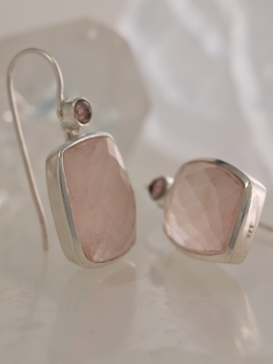 Rose Quartz & Pink Tourmaline Earrings in Sterling Silver